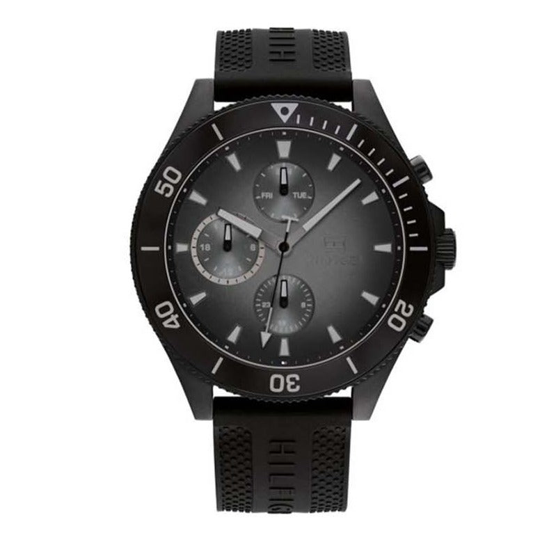 Tommy Hilfiger Larson Chronograph Quartz Black Dial Black Rubber Strap Watch For Men - 1791921