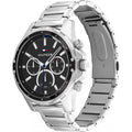 Tommy Hilfiger Larson Multifunction Quartz Black Dial Silver Steel Strap Watch For Men - 1791916