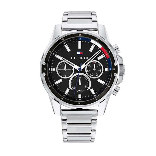 Tommy Hilfiger Mason Multifunction Analog Black Dial Silver Steel Strap Watch For Men - 1791936