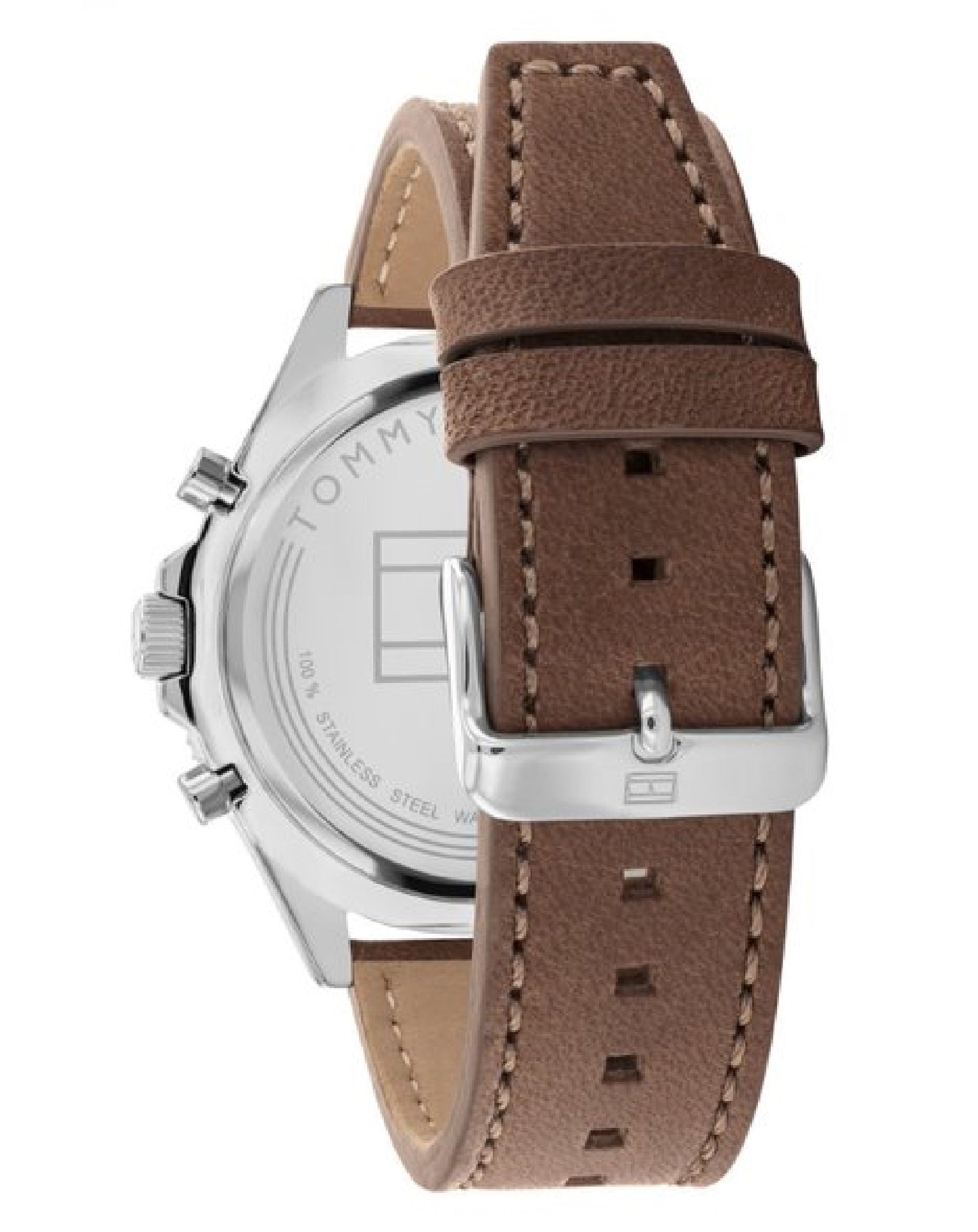 Tommy Hilfiger Larson Chronograph Green Dial Brown Leather Strap Watch For Men - 1791983