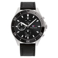 Tommy Hilfiger Larson Chronograph Black Dial Black Leather Strap Watch For Men - 1791984