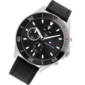 Tommy Hilfiger Larson Chronograph Black Dial Black Leather Strap Watch For Men - 1791984