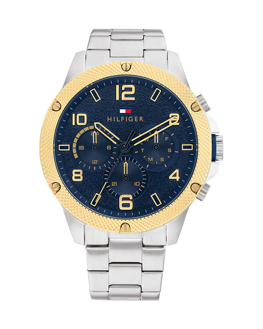 Tommy Hilfiger Blaze Chronograph Quartz Blue Dial Silver Steel Strap Watch for Men - 1792031