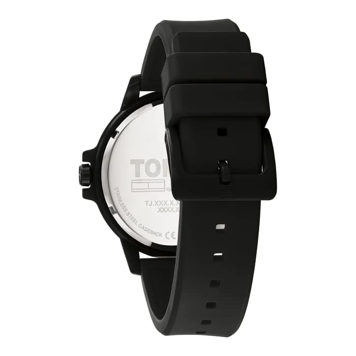 Tommy Hilfiger Monogram Pop Quartz Black Dial Black Leather Strap Watch For Men - 1791773