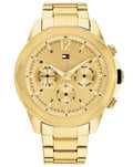 Tommy Hilfiger Lars Chronograph Quartz Gold Dial Gold Steel Strap Watch For Men - 1792060