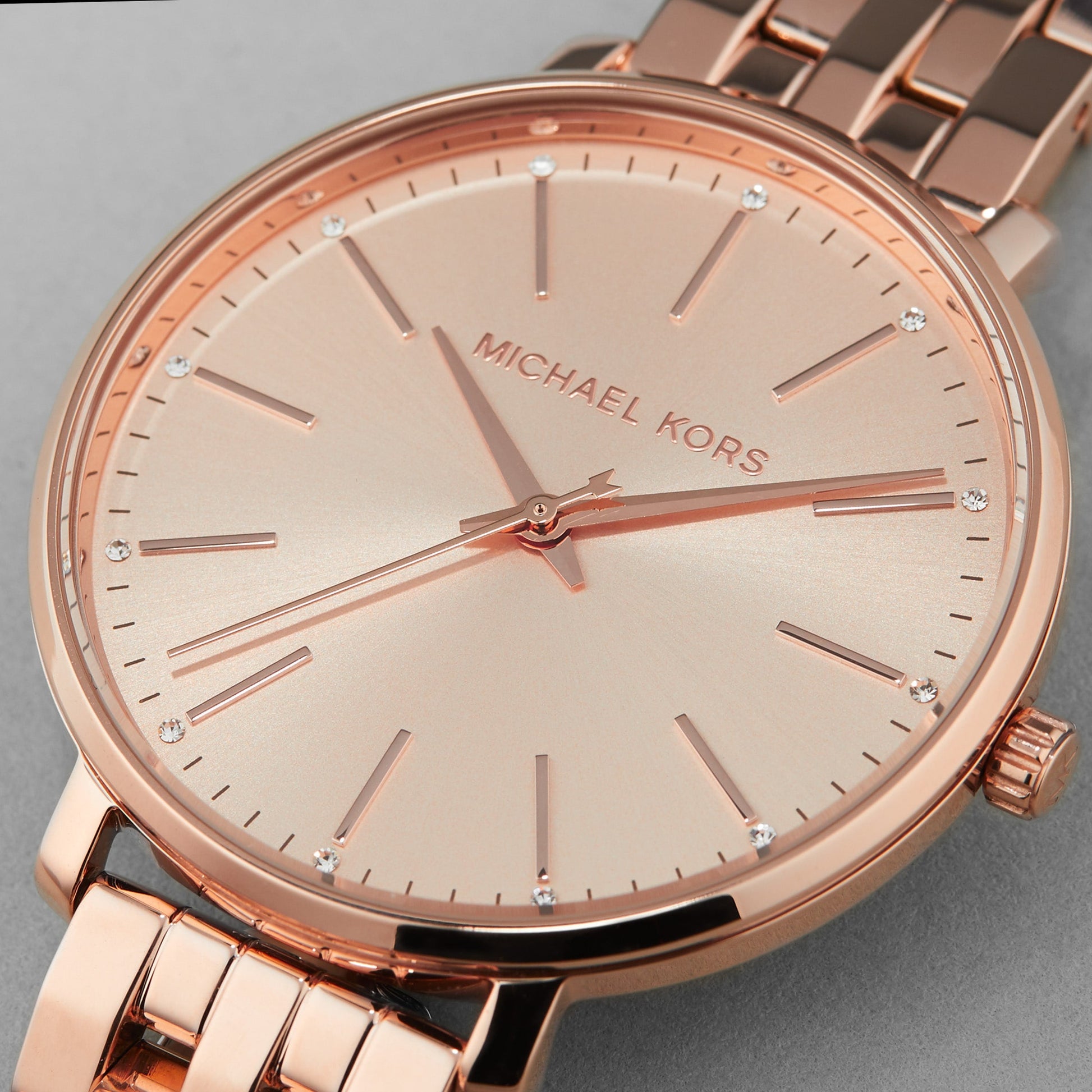 Michael Kors Pyper Three-Hand Rose Gold Dial Rose Gold Steel Strap Watch For Women - MK3897