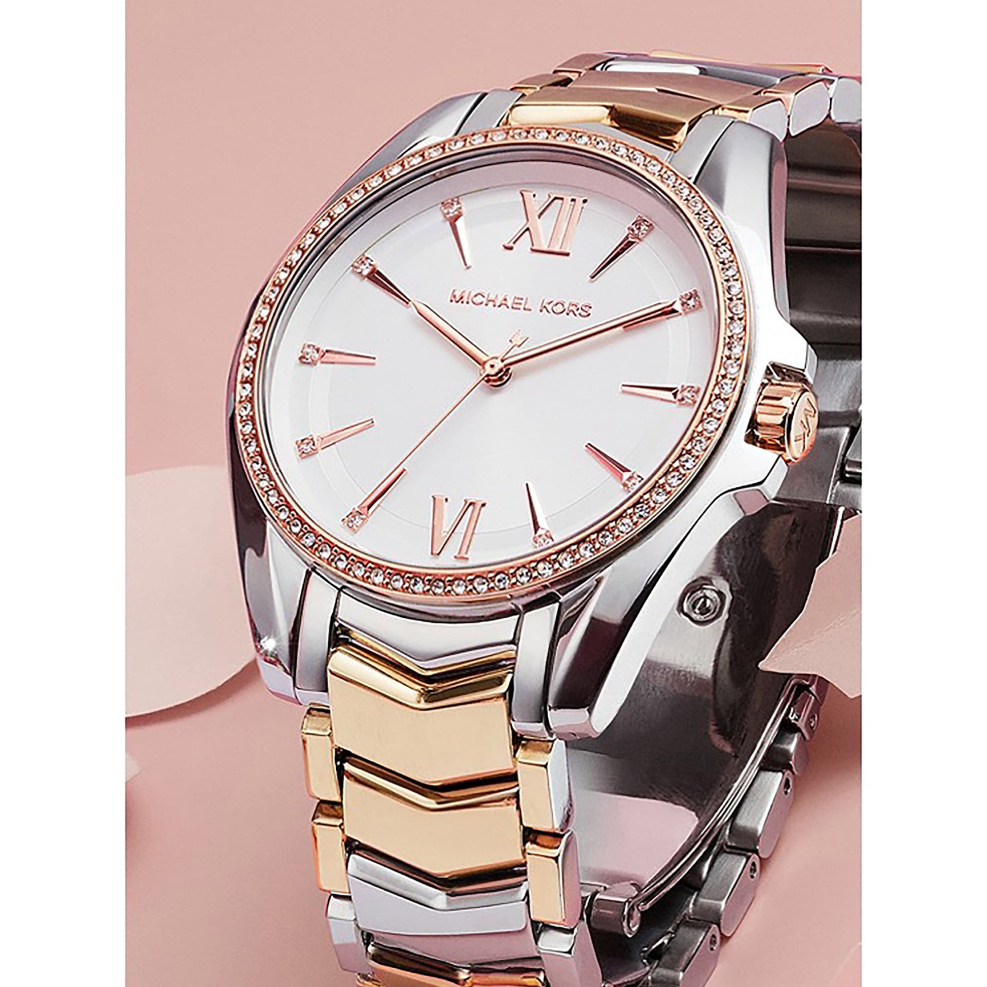 Michael Kors Whitney Quartz White Dial Two Tone Steel Strap Watch For Women - MK6686