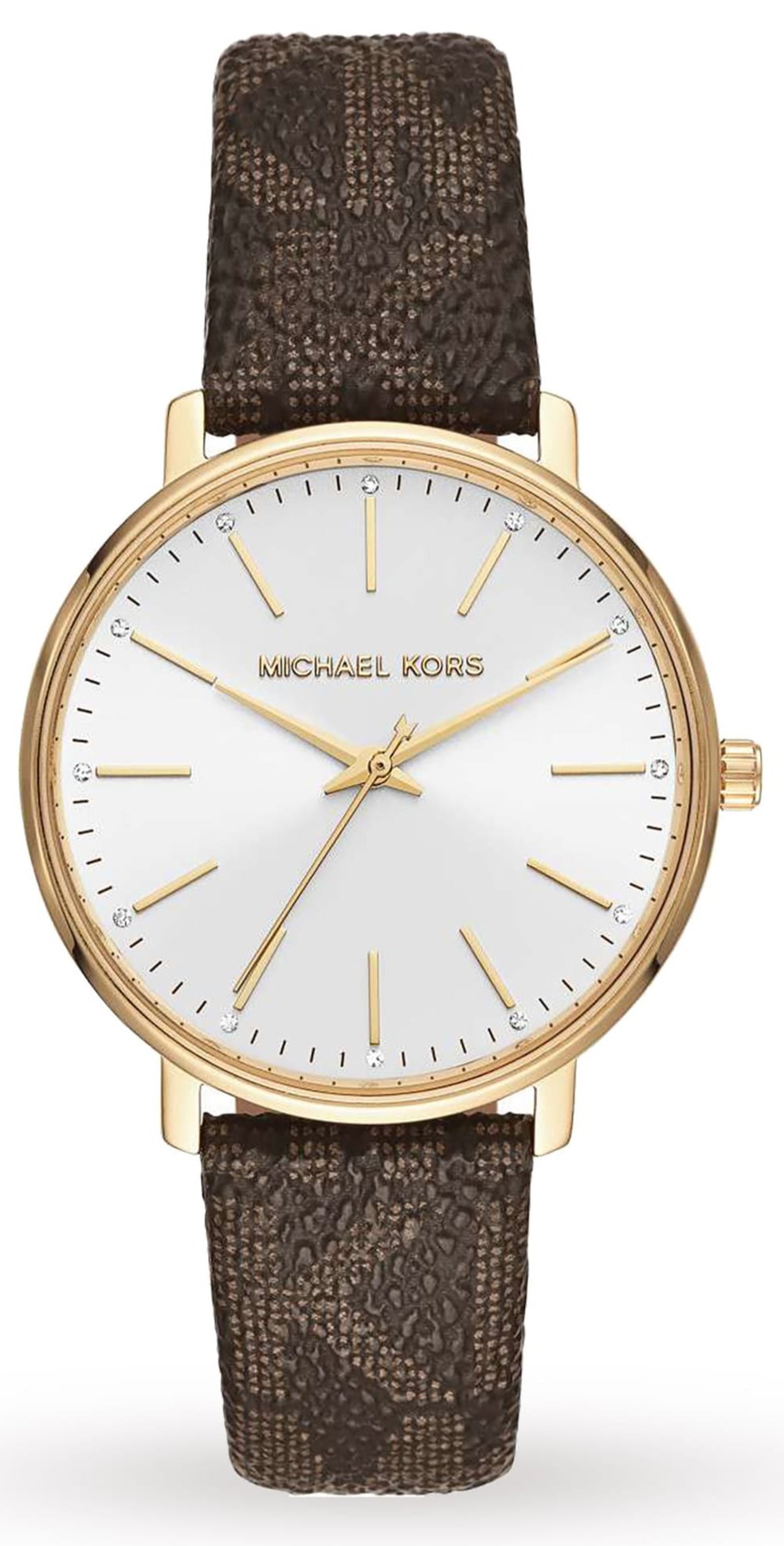 Michael Kors Pyper Quartz Silver Dial Brown Leather Strap Watch For Women - MK2857