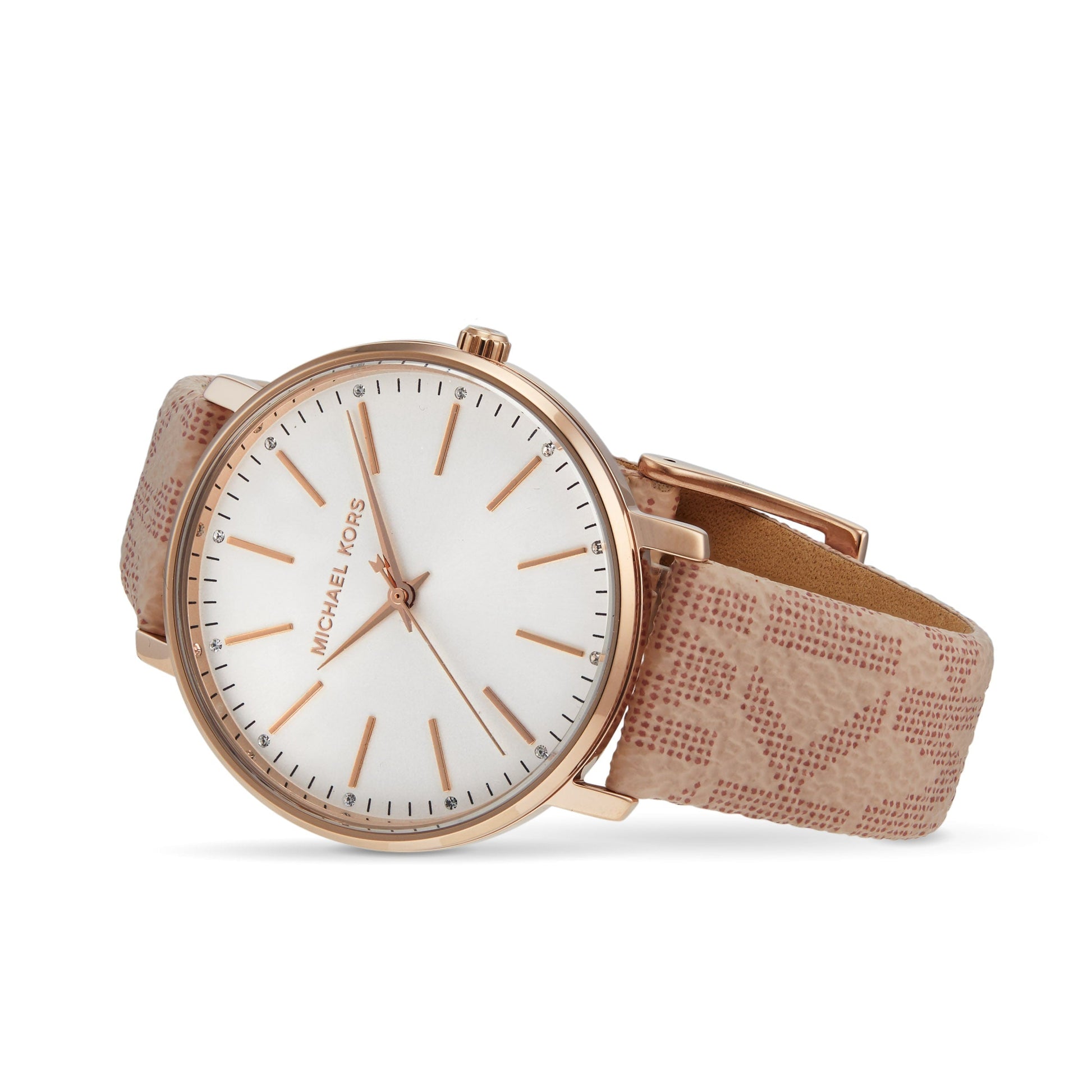 Michael Kors Pyper Quartz White Dial Pink Leather Strap Watch For Women - MK2859