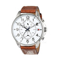 Tommy Hilfiger Dean Quartz Multifunction White Dial Brown Leather Strap Watch for Men - 1791274