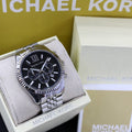 Michael Kors Lexington Chronograph Black Dial Black Steel Strap Watch For Men - MK8602