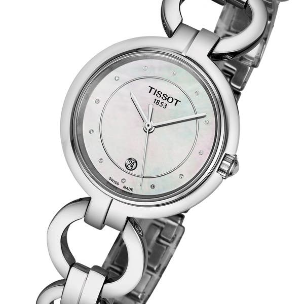 Tissot T Trend Flamingo Mother of Pearl White Dial Silver Steel Strap Watch for Women - T094.210.11.116.00