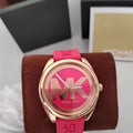 Michael Kors Janelle Three Hand Red Dial Red Rubber Strap Watch For Women - MK7142