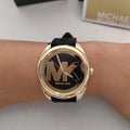 Michael Kors Janelle Quartz Black Dial Black Rubber Strap Watch For Women - MK7313