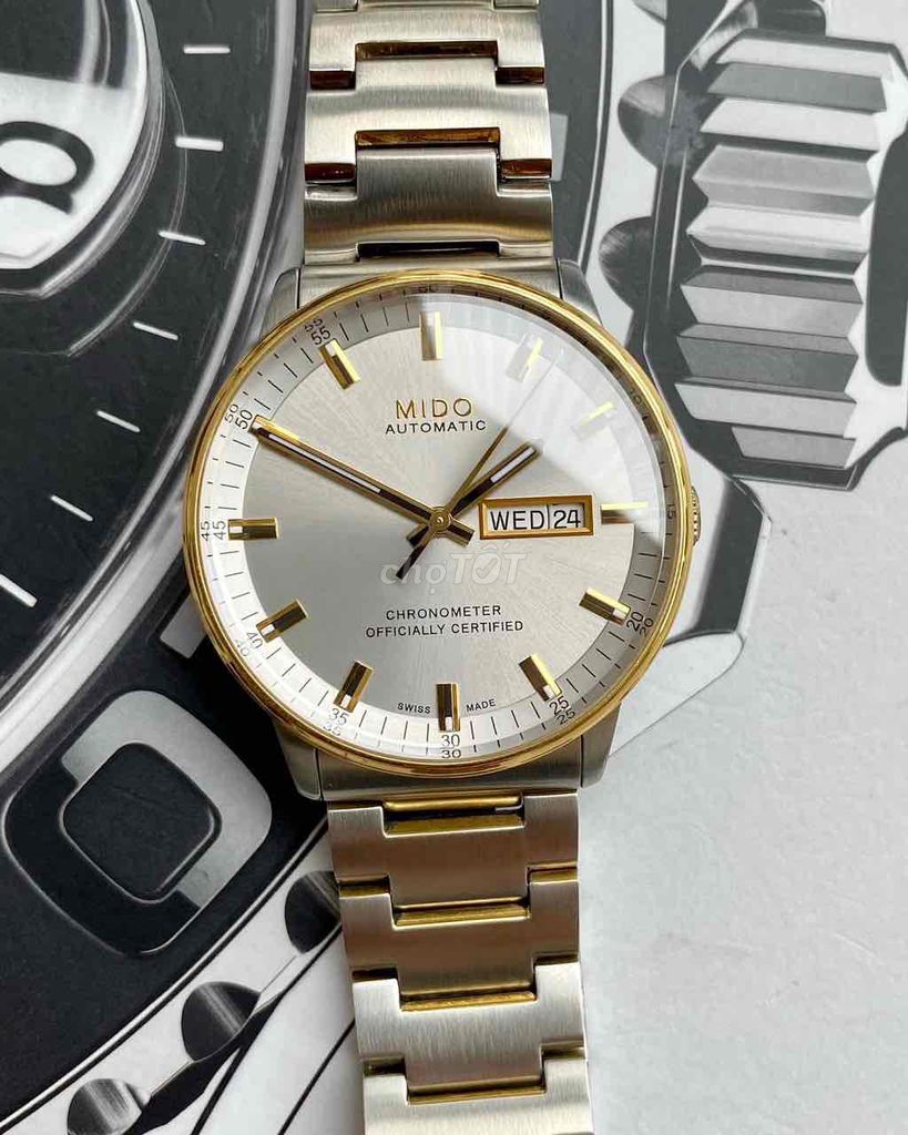 Mido Commander II Automatic Chronometer Silver Dial Two Tone Steel Strap Watch For Men - M021.431.22.071.00