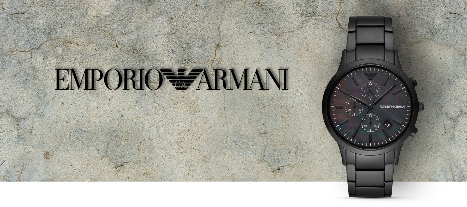 Emporio Armani Renato Chronograph Mother of Pearl Black Dial Black Steel Strap Watch For Men - AR11275