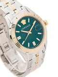 Versace Greca Time Quartz Green Dial Two Tone Steel Strap Watch For Men - VE3K00422