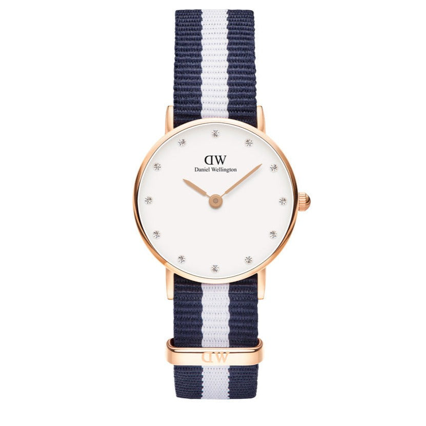 Daniel Wellington Classy Glasgow White Dial Two Tone Nylon Strap Watch For Women - DW00100066