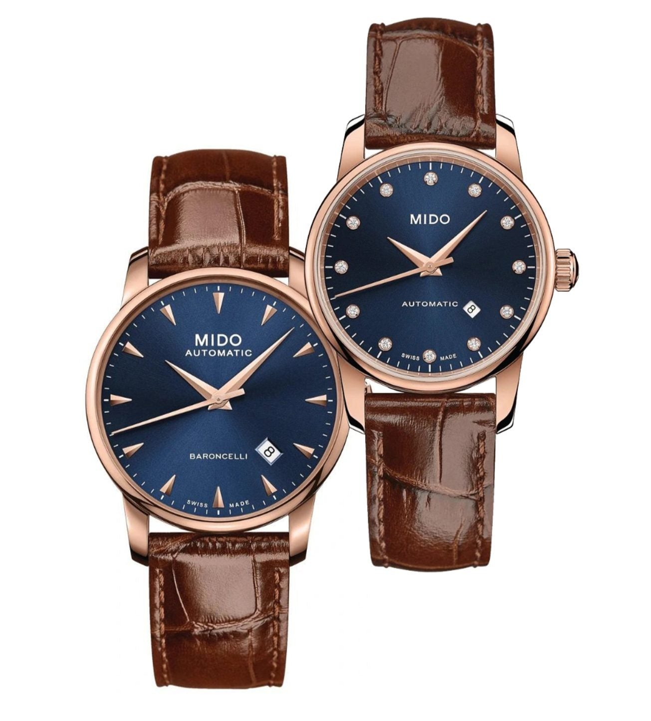 Mido Baroncelli III Automatic Blue Dial Brown Leather Strap Watch For Men - M8600.3.15.8