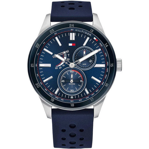 Tommy Hilfiger Austin Quartz Blue Dial Blue Rubber Strap Watch for Men - 1791635