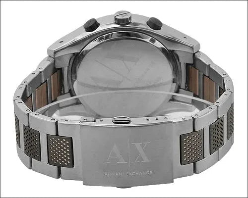 Armani Exchange Chronograph Black Dial Silver Steel Strap Watch For Men - AX1093