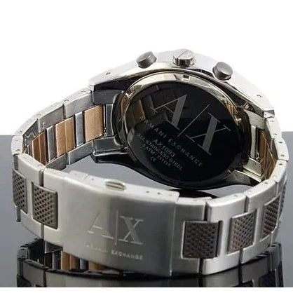 Armani Exchange Chronograph Black Dial Silver Steel Strap Watch For Men - AX1093