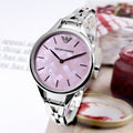 Emporio Armani Aurora Mother Of Pearl Purple Dial Silver Steel Strap Watch For Women - AR11122