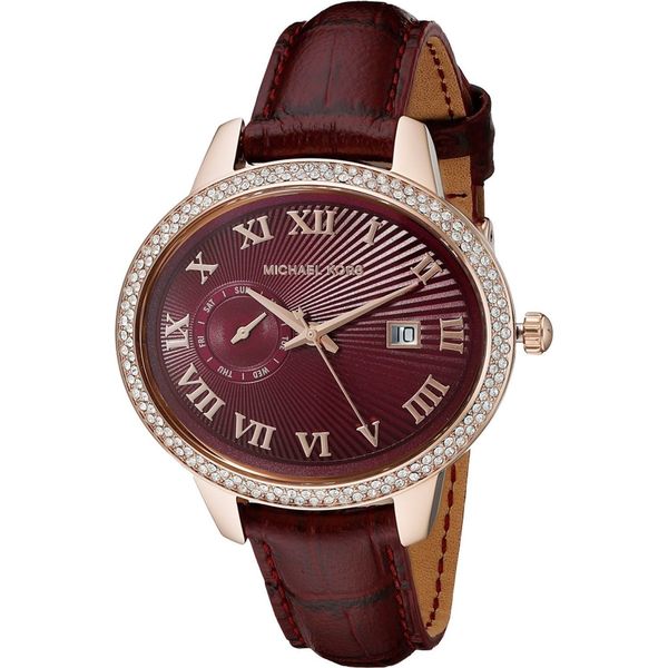 Michael Kors Whitley Quartz Burgundy Dial Burgundy Leather Strap Watch For Women - MK2430