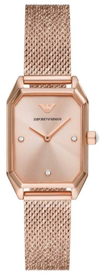 Emporio Armani Joy Quartz Rose Gold Dial Rose Gold Mesh Bracelet Watch For Women - AR11347