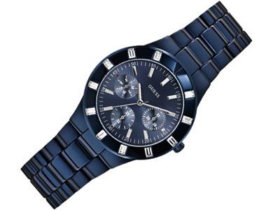 Guess Glisten Analog Blue Dial Blue Steel Strap Watch for Women - W0027L3