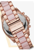 Michael Kors Bradshaw Chronograph Pink Dial Two Tone Steel Strap Watch For Women - MK6830