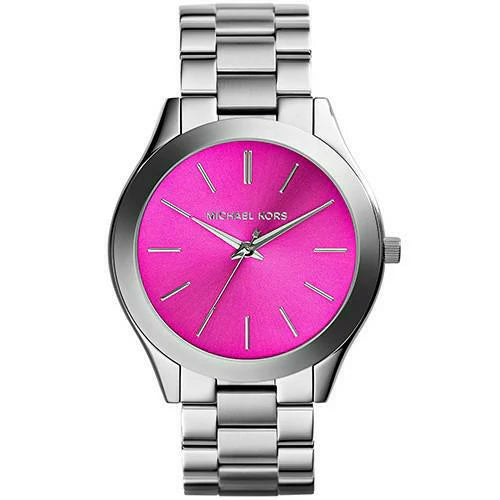 Michael Kors Slim Runway Quartz Pink Dial Silver Steel Strap Watch For Women - MK3291