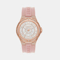 Michael Kors Lennox Three-Hand Analog White Dial Pink Silicone Strap Watch For Women - MK7334