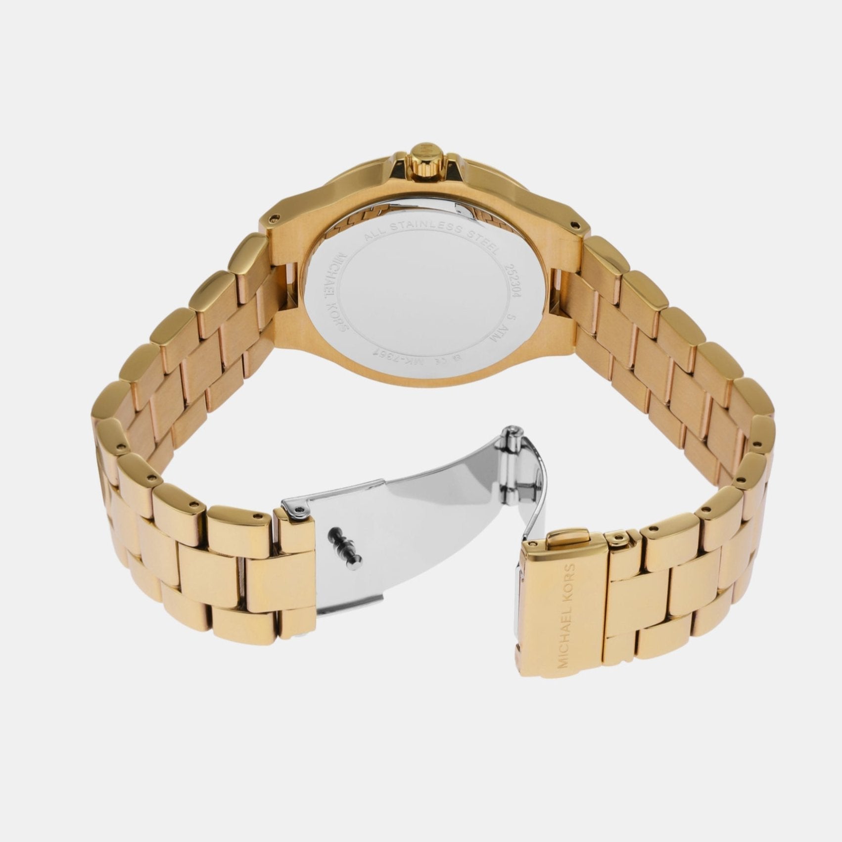 Michael Kors Lenox Three Hand Silver Dial Gold Steel Strap Watch For Women - MK7361
