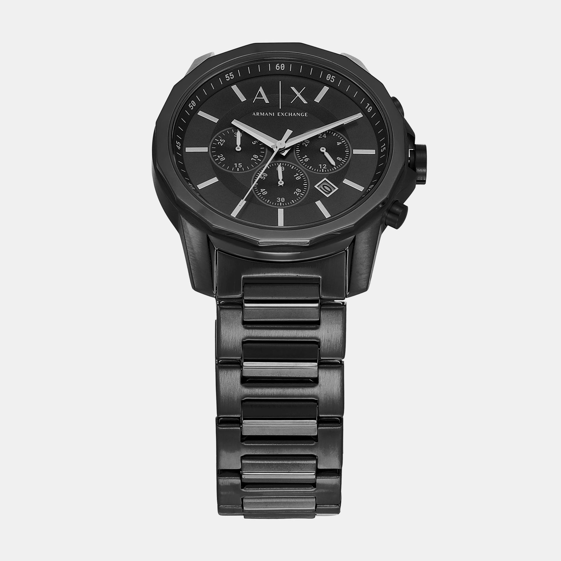 Armani Exchange Drexler Chronograph Black Dial Black Steel Strap Watch For Men - AX2639