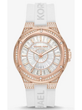 Michael Kors Lennox Three-Hand Crystals Dial White Silicone Strap Watch For Women - MK7248