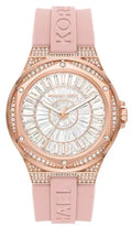 Michael Kors Lennox Three-Hand Analog White Dial Pink Silicone Strap Watch For Women - MK7334