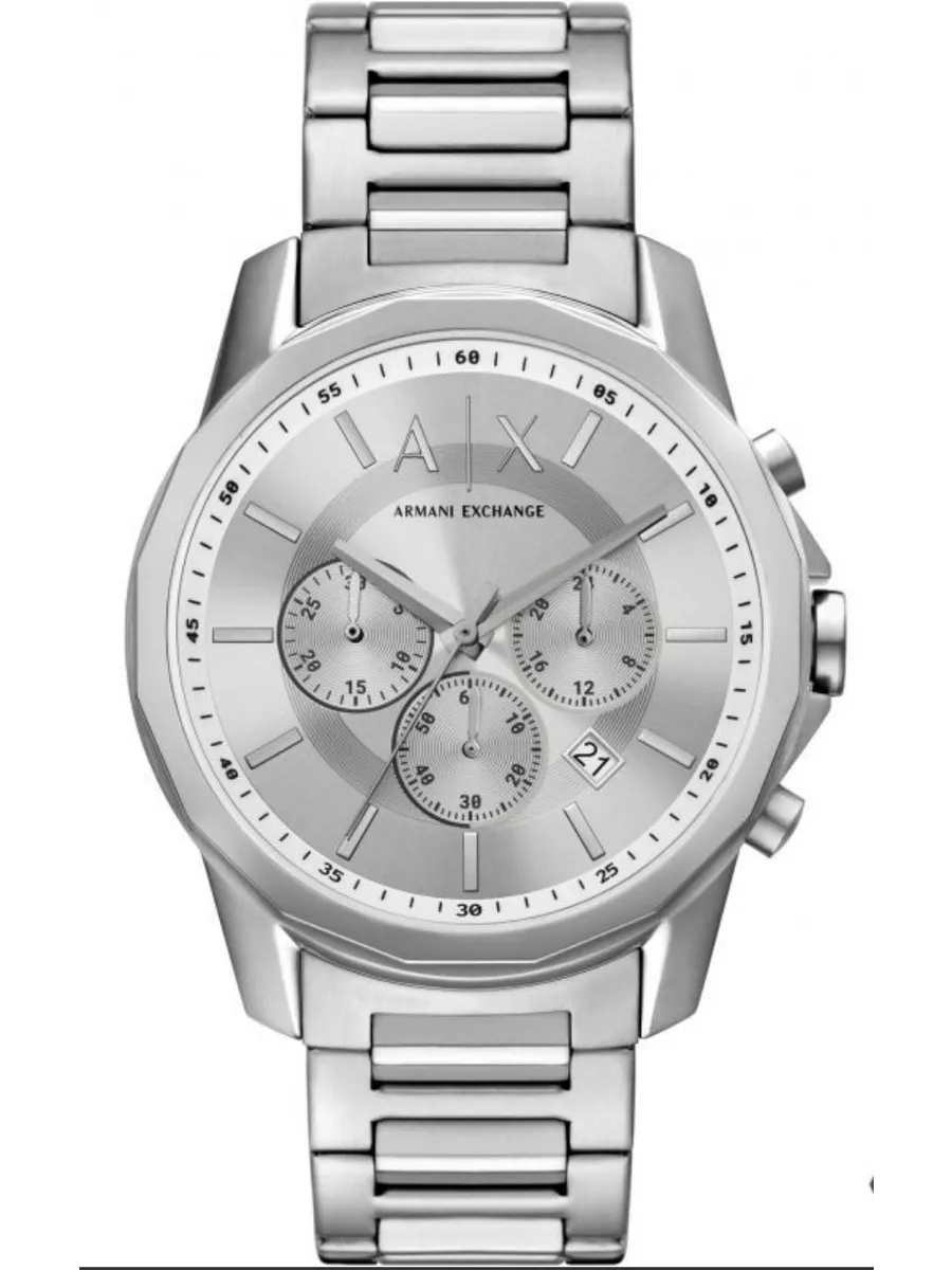 Armani Exchange Outerbanks Chronograph Silver Dial Silver Steel Strap Watch For Men - AX7141