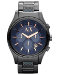 Armani Exchange Chronograph Blue Dial Grey Steel Strap Watch For Men - AX1166