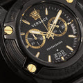 Versace Icon Active Chronograph Black Dial Black Steel Strap Watch for Men - VEZ700421