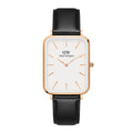 Daniel Wellington Quadro White Dial Black Leather Strap Watch For Women - DW00100450