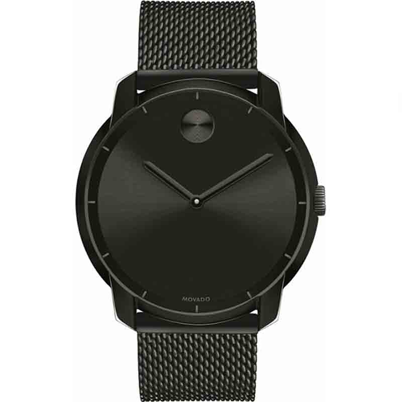 Movado Bold Black Dial Black Mesh Bracelet Watch For Men - 3600261