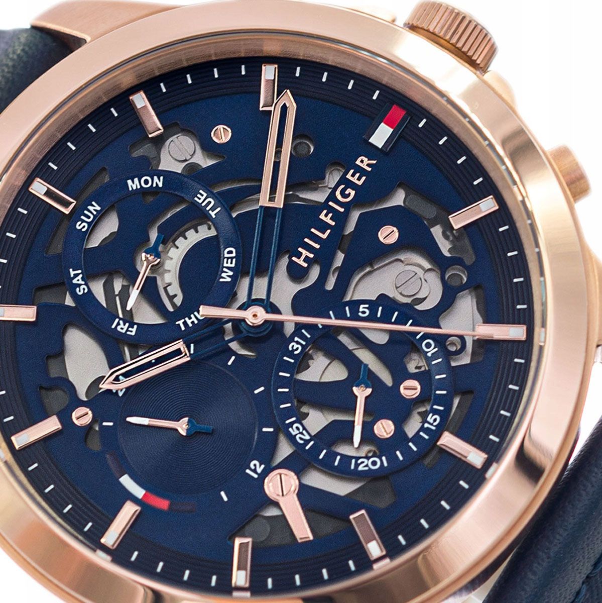 Tommy Hilfiger Henry Chronograph Quartz Blue Dial Blue Leather Strap Watch For Men - 1710475