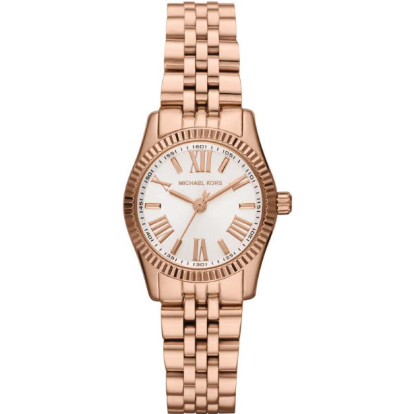 Michael Kors Lexington Quartz White Dial Rose Gold Steel Strap Watch For Women - MK3230