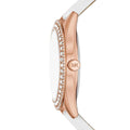 Michael Kors Harlowe Analog Rose Gold Dial White Leather Strap Watch For Women - MK2989