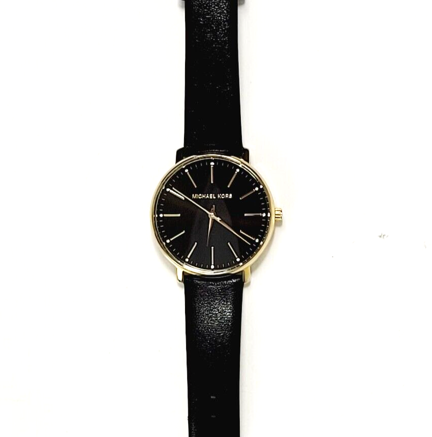 Michael Kors Pyper Black Dial Black Leather Strap Watch For Women - MK2747