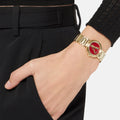 Versace Virtus Mini Quartz Red Dial Gold Steel Strap Watch For Women - VET300321