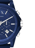 Armani Exchange Outerbanks Chronograph Blue Dial Blue Silicone Strap Watch For Men - AX1327