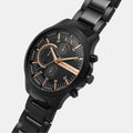 Armani Exchange Chronograph Black Dial Black Steel Strap Watch For Men - AX2429