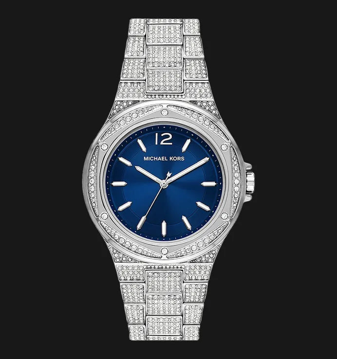 Michael Kors Lennox Three Hand Blue Dial Silver Steel Strap Watch For Women - MK6990